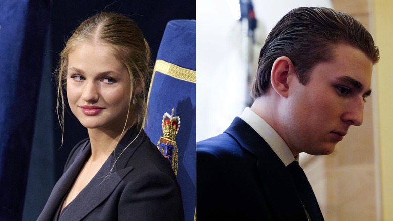 Split image of Princess Leonor and Barron Trump.