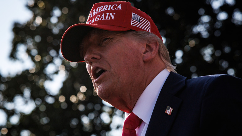 Donald Trump wearing a MAGA hat