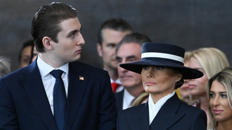 Barron Trump and Melania Trump in the crowd for the inauguration ceremony of Donald Trump (2025)