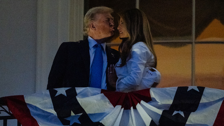 Donald Trump kissing Melania Trump