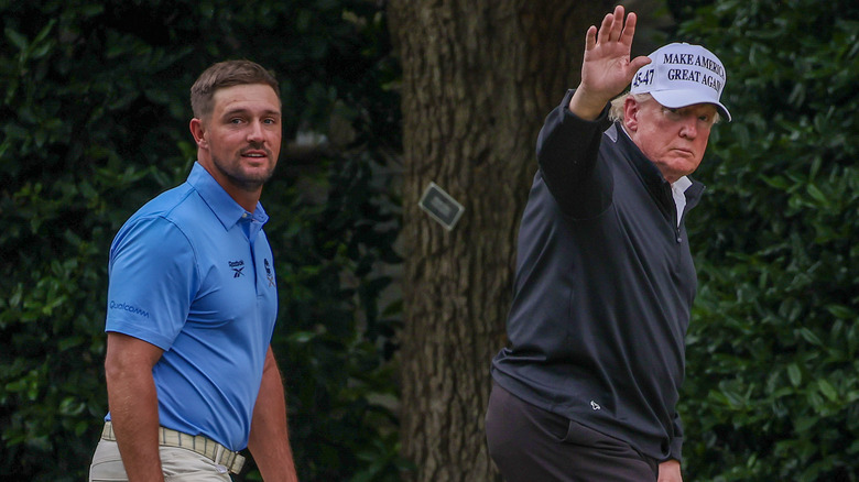 Donald Trump and Bryson DeChambeau walking to the Oval Office