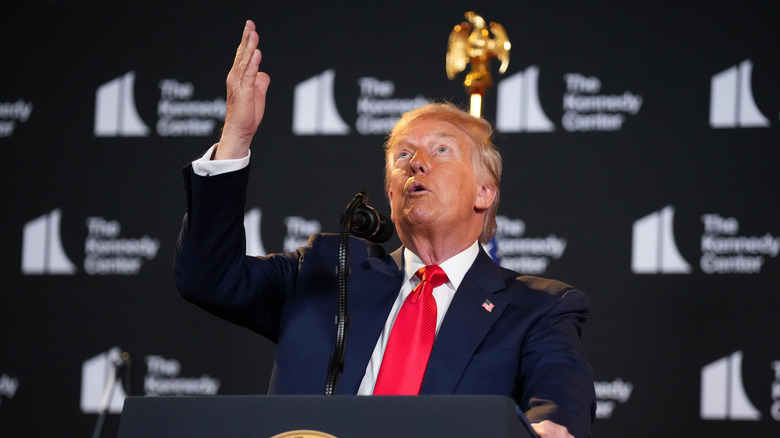 Donald Trump looking up