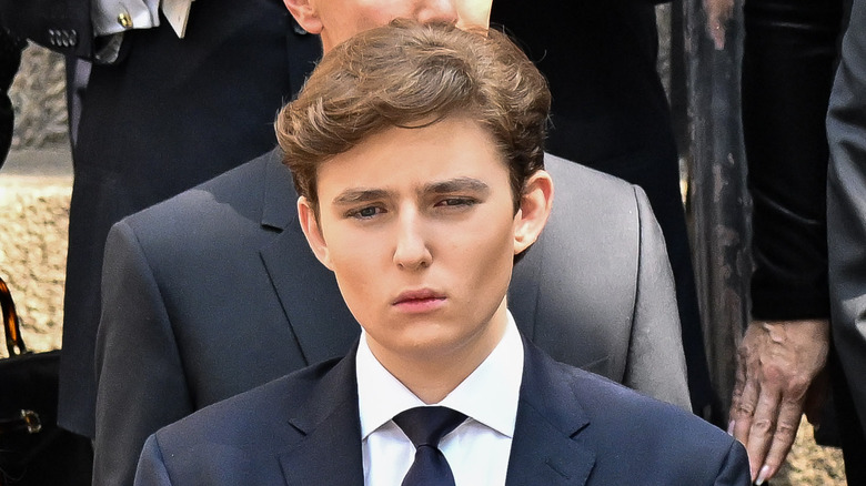 Barron Trump blue suit tie