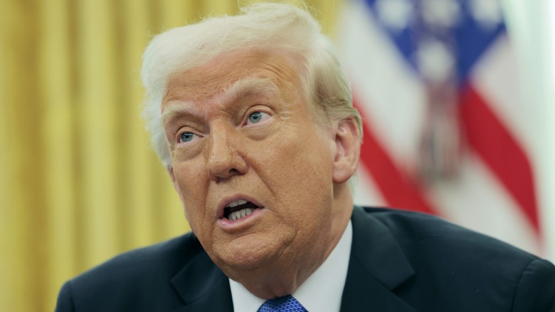 Donald Trump speaks in the Oval Office on March 21, 2025