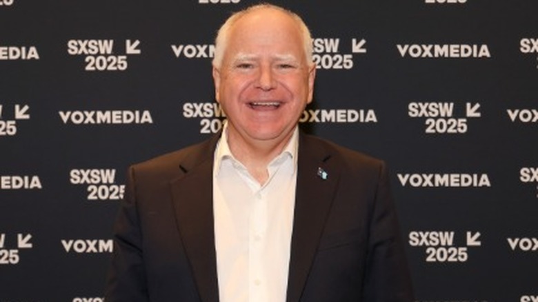 Tim Walz arrives at the Vox Media Podcast Stage at SXSW in Austin, TX (2025)