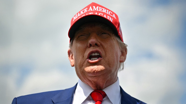Donald Trump wearing MAGA hat