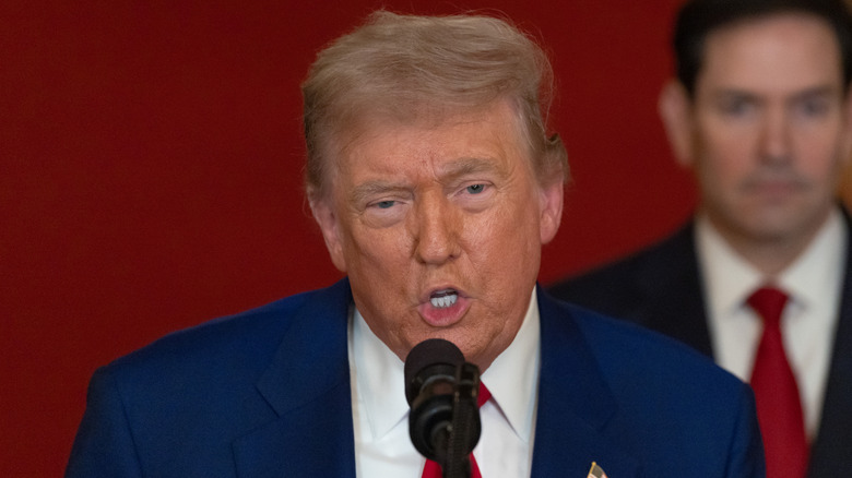 Donald Trump giving a speech