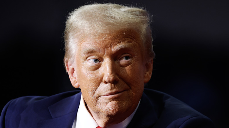 Donald Trump raising his eyebrow at the camera