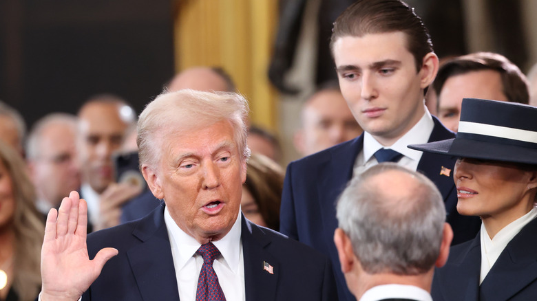 Barron Trump watches his dad being inaugurated.