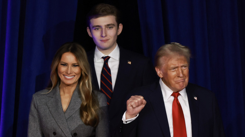 Barron towers between parents Melania and Donald Trump on Election Night