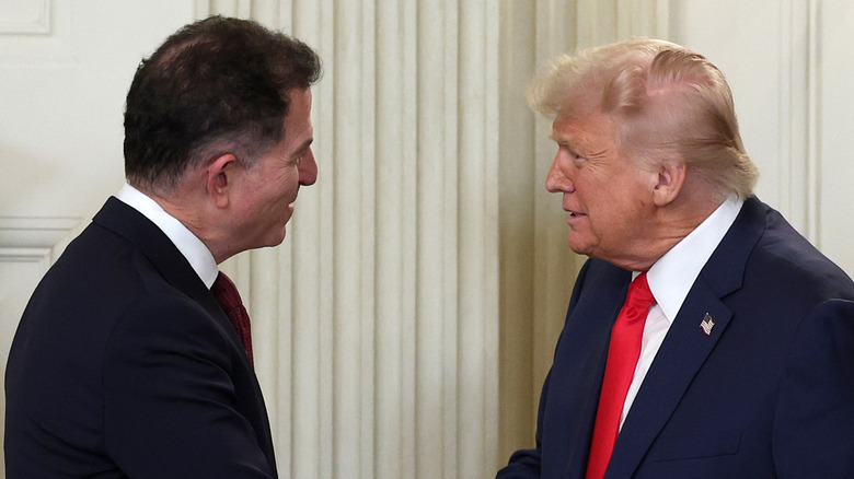 Donald Trump engaging in a conversation
