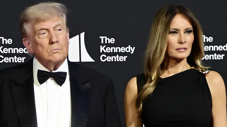 Donald Trump and Melania Trump dressed in formalwear
