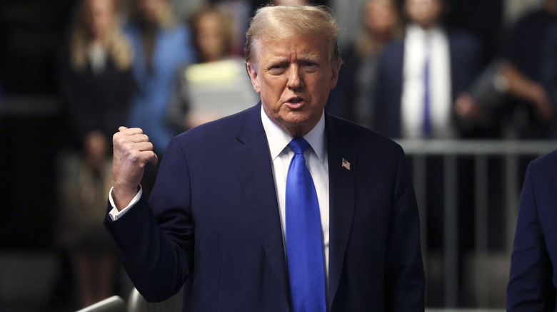 Donald Trump speaking to the media