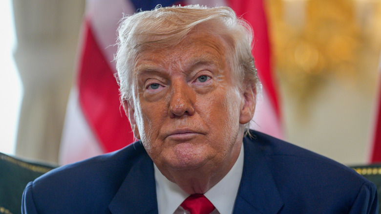 Donald Trump pictured during his trip to Scotland.