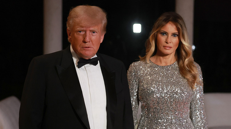 Donald and Melania Trump looking concerned