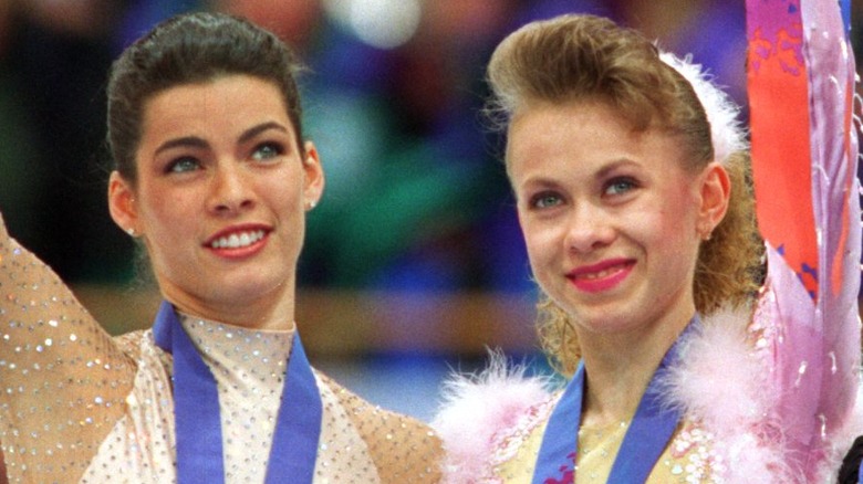 Nancy Kerrigan and Tonya Harding smiling