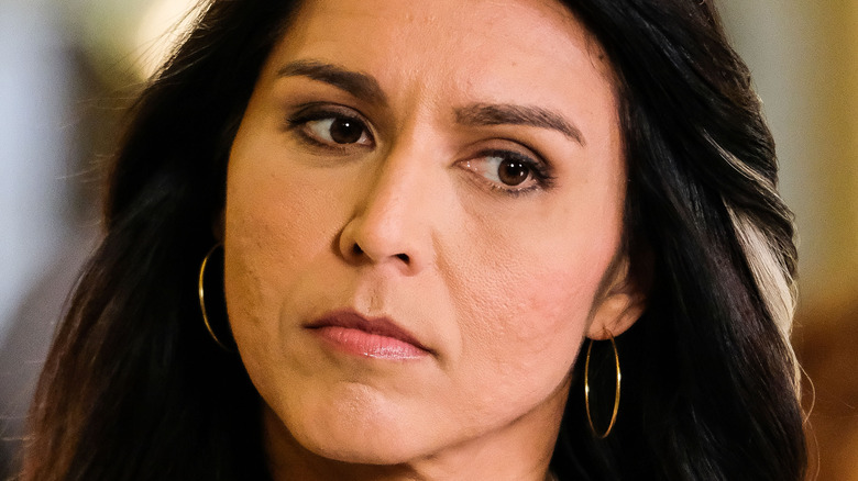 Tulsi Gabbard looking serious