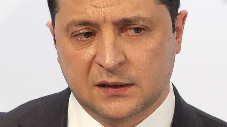 Ukrainian President Volodymyr Zelenskyy delivers a statement during the 58th Munich Security Conference