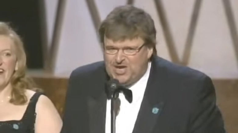 Michael Moore accepts Oscar
