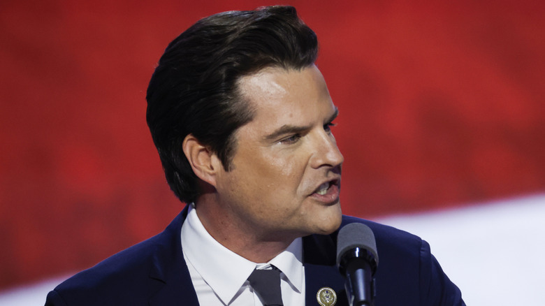 Matt Gaetz speaking on stage at the RNC.