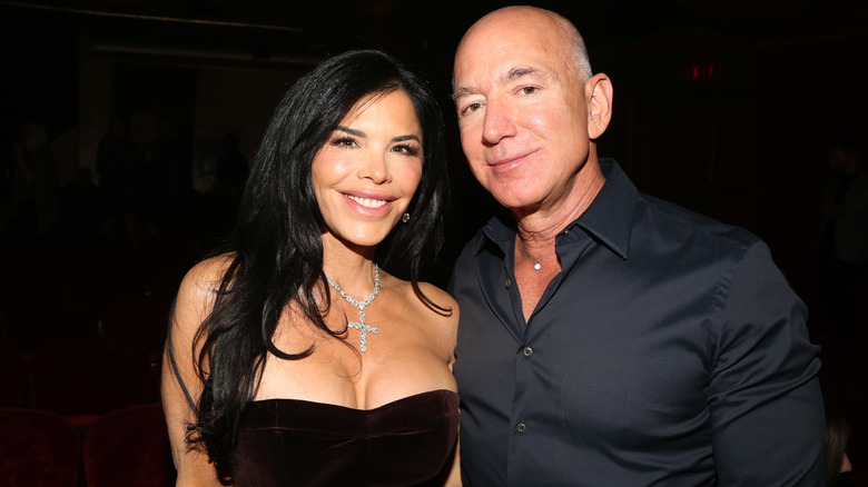 Lauren Sanchez and Jeff Bezos smiling