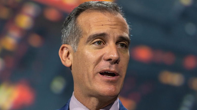 Eric Garcetti on stage at LA Auto Show