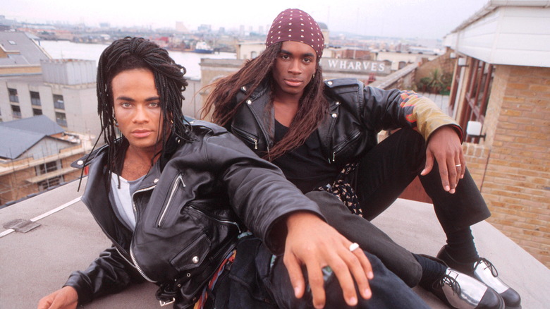 Milli Vanilli posing on rooftop