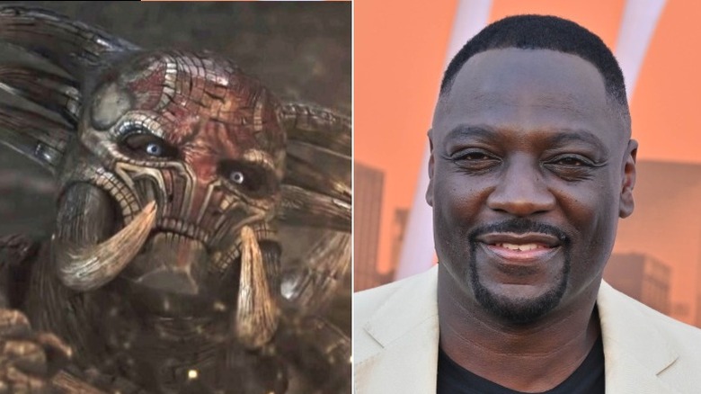 Split of Adewale Akinnuoye-Agbaje as Algrim/Kurse in Thor: Dark World and Adewale Akinnuoye-Agbaje smiling