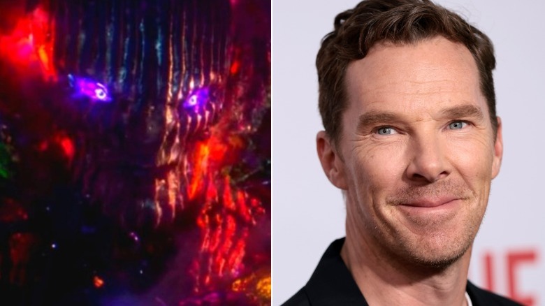 Split image of Benedict Cumberbatch as Dormammu and Benedict Cumberbatch