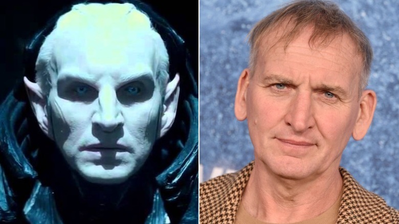 Split image of Christopher Eccleston as Malekith and Christopher Eccleston