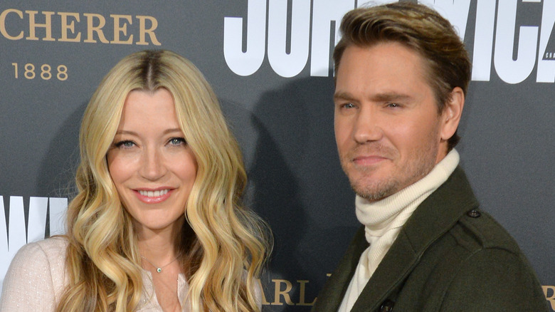 Chad Michael Murray and wife Sarah Roemer posing
