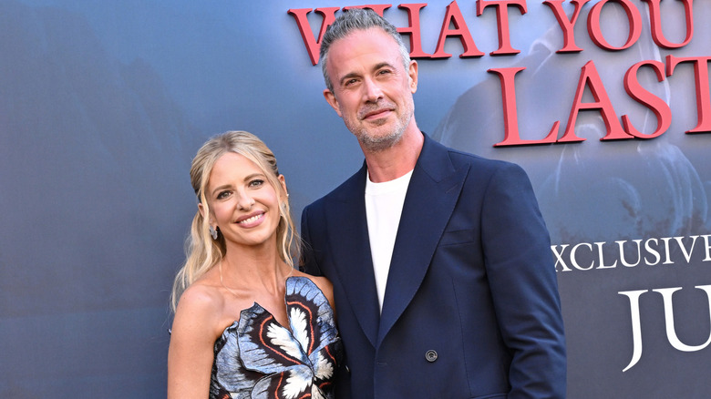 Sarah Michelle Gellar and Freddie Prinze Jr. at the Los Angeles Premiere of Columbia Pictures 