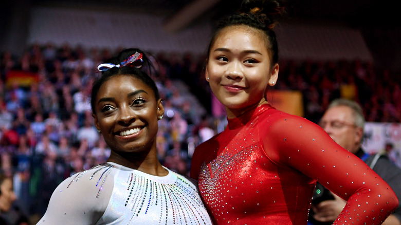 Simone Biles and Sunisa Lee smiling