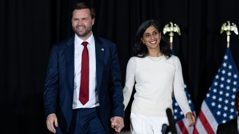 JD and Usha Vance standing on stage