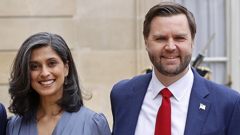Usha and J.D. Vance smiling together