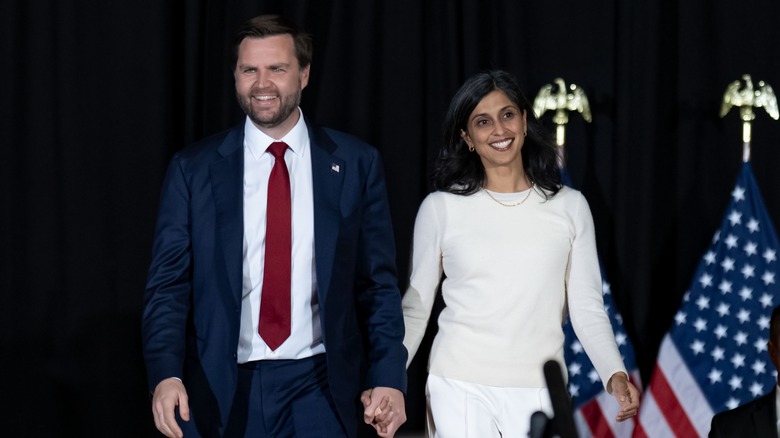JD Vance and Usha Vance walking into an event