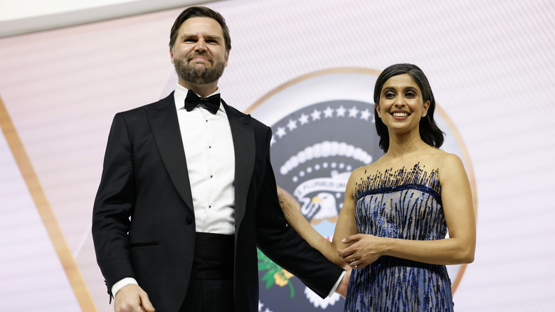 JD Vance and Usha Vance touch arms