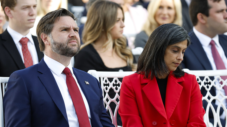 Usha Vance and JD Vance at a service