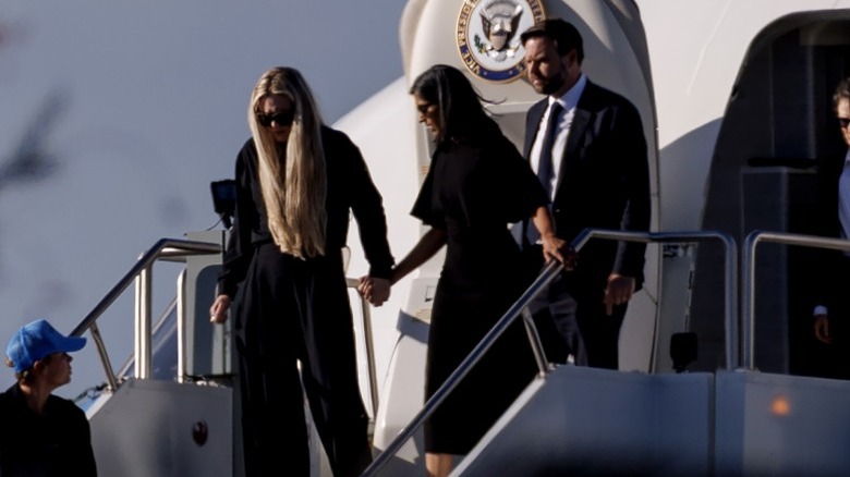 Erika Kirk, Usha Vance, and JD Vance deplane Air Force Two in Phoenix. AZ (2025)