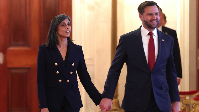 Usha Vance and JD Vance holding hands