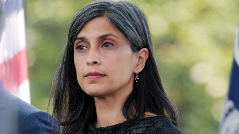 Usha Vance sitting at a ceremony