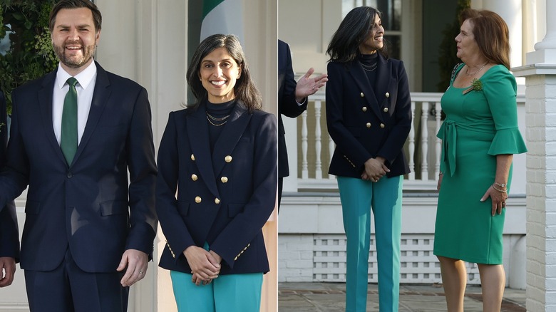 Usha Vance in green pants