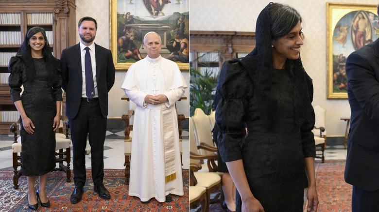 Usha Vance and JD Vance meeting Pope XIV