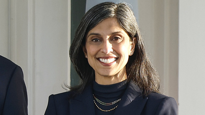 Usha Vance smiling outside the White House