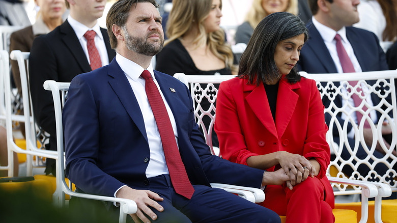 JD Vance and Usha Vance at Charlie Kirk memorial