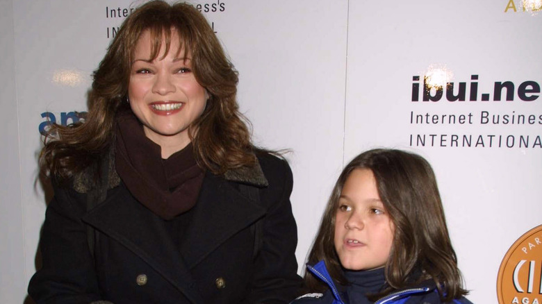 A young Wolfgang Van Halen standing with Valerie Bertinelli 