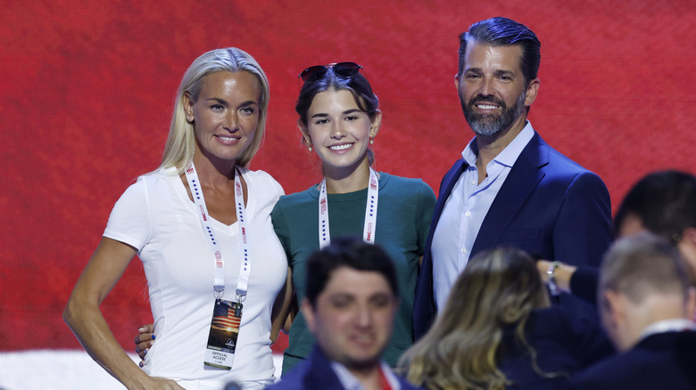 Vanessa Trump posing with Kai Trump and Donald Trump Jr. at the 2024 RNC.