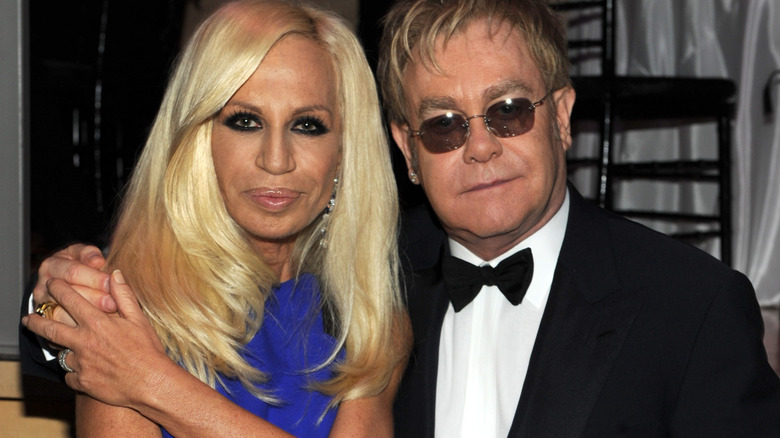 Donatella Versace and Elton John