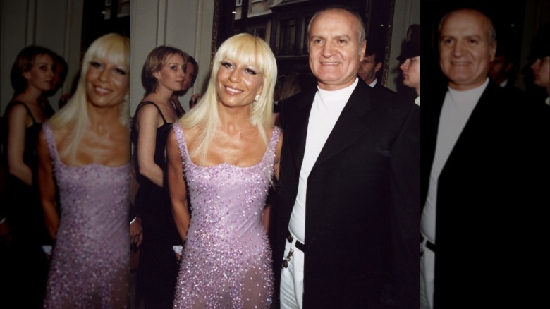 Donatella and Gianni Versace pose together 