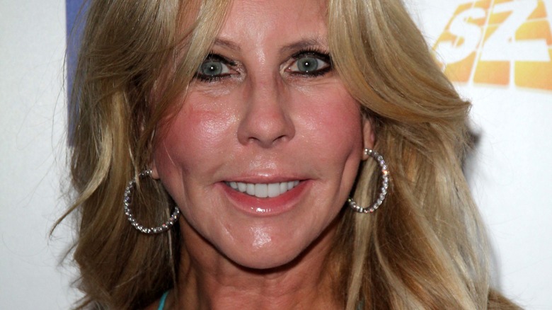 Vicki Gunvalson with diamond hoops and wavy hair